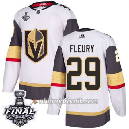 Män Ishockey Vegas Golden Knights Tröja Marc-Andre Fleury 29 2018 Stanley Cup Final Patch Adidas Vit Authentic